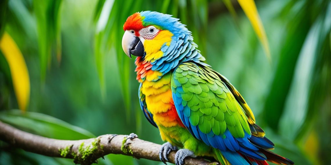 perroquet à plumes colorées