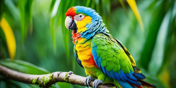 perroquet à plumes colorées