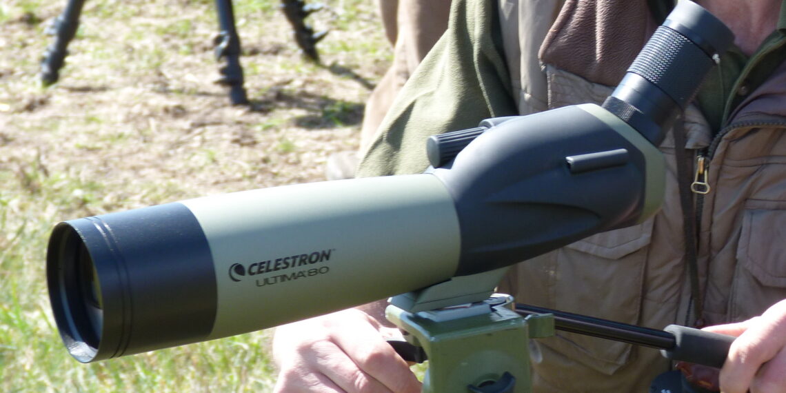 Trépied longue-vue stable utilisé pour l’observation ornithologique